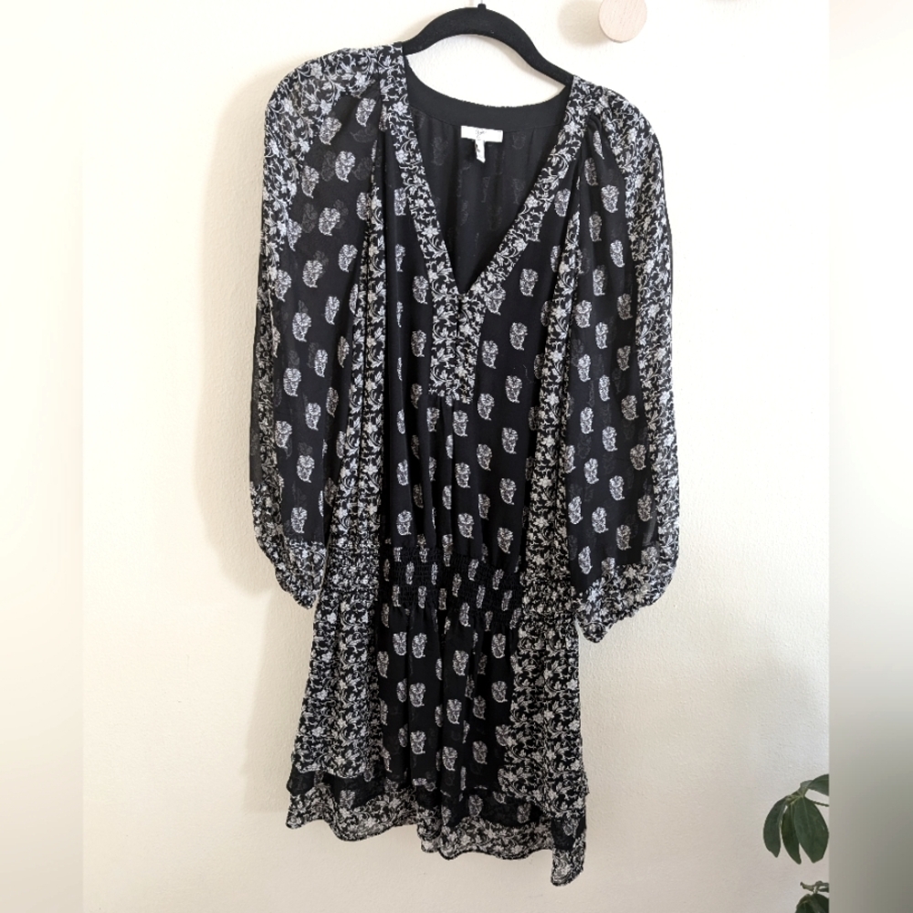 Joie XS Black & White Floral Boho Dress